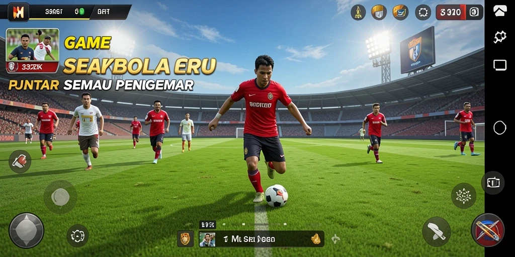 Screenshot gameplay dari 33ZK menampilkan aksi dinamis sepak bola.