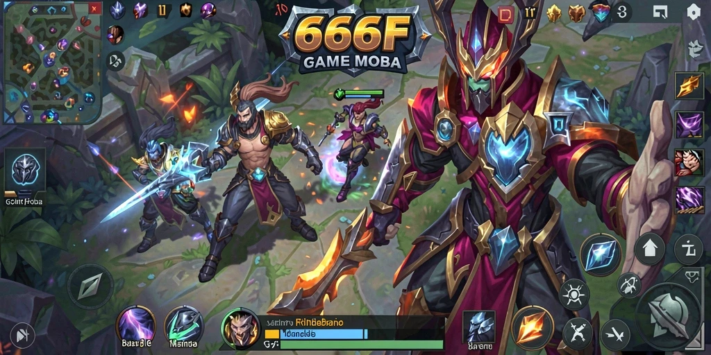Tangkapan layar 666F menunjukkan pertempuran seru dalam arena MOBA.