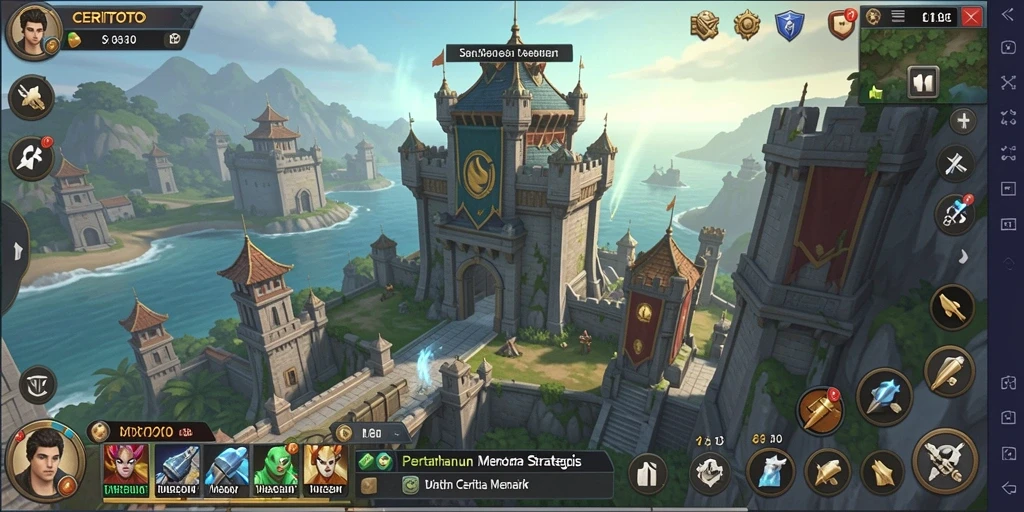 Gameplay intens saat membangun menara pertahanan.