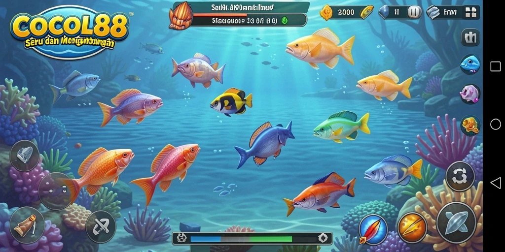 Screenshot gameplay COCOL88 menampilkan aksi tembak ikan yang seru dan dinamis.