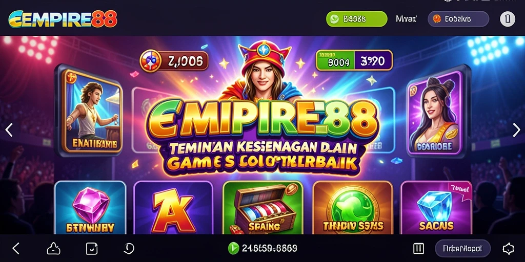 Screenshot utama EMPIRE88 menampilkan gameplay slot yang seru dan menghibur.