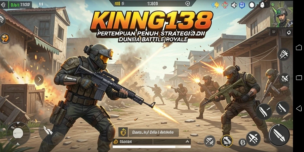Screenshot KING138 menampilkan aksi gameplay dalam pertempuran Battle Royale.