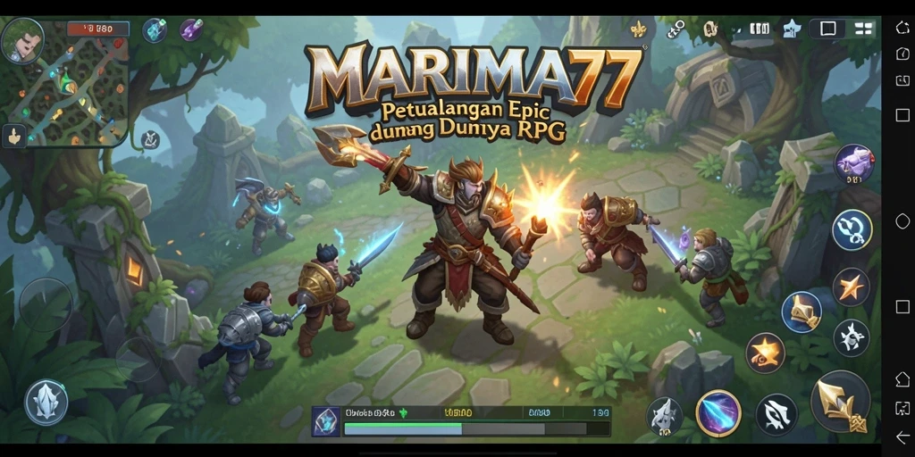 Screenshot utama MARIMA77 menunjukkan pengalaman gameplay RPG yang seru.