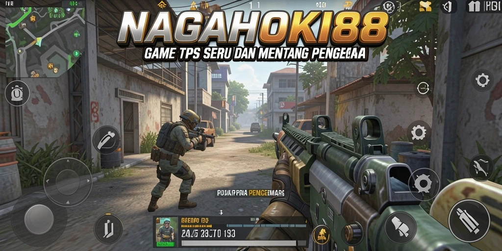 Screenshot gameplay menunjukkan aksi tembak-menembak yang intens di NAGAHOKI88.