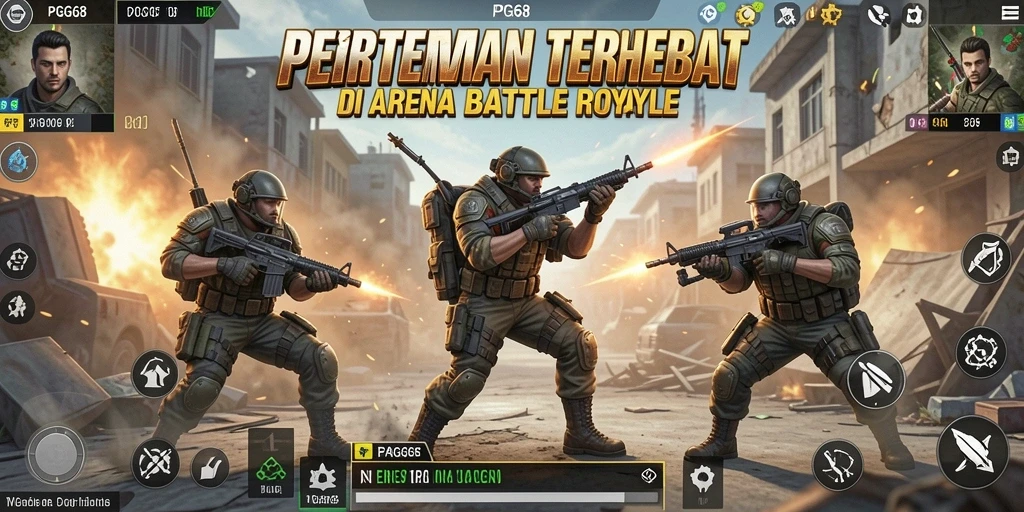 Screenshot PGG68 menampilkan aksi seru dalam gameplay Battle Royale.