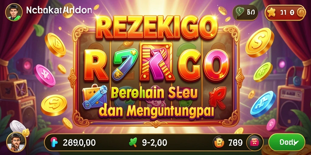 Tangkapan layar gameplay <strong>REZEKIGO</strong> menunjukkan gulungan yang berputar dengan simbol-simbol menarik.
