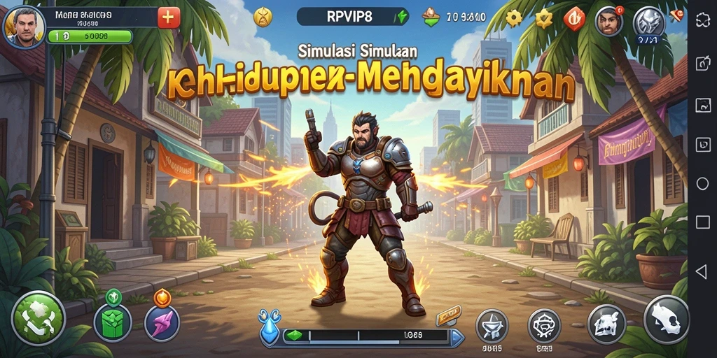 Screenshot gameplay RPVIP8 yang menunjukkan aktivitas simulasi kehidupan.