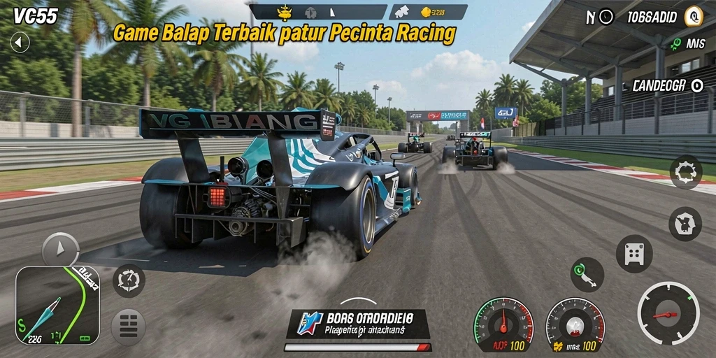 Tampilan menakjubkan dari gameplay balapan di VC55.