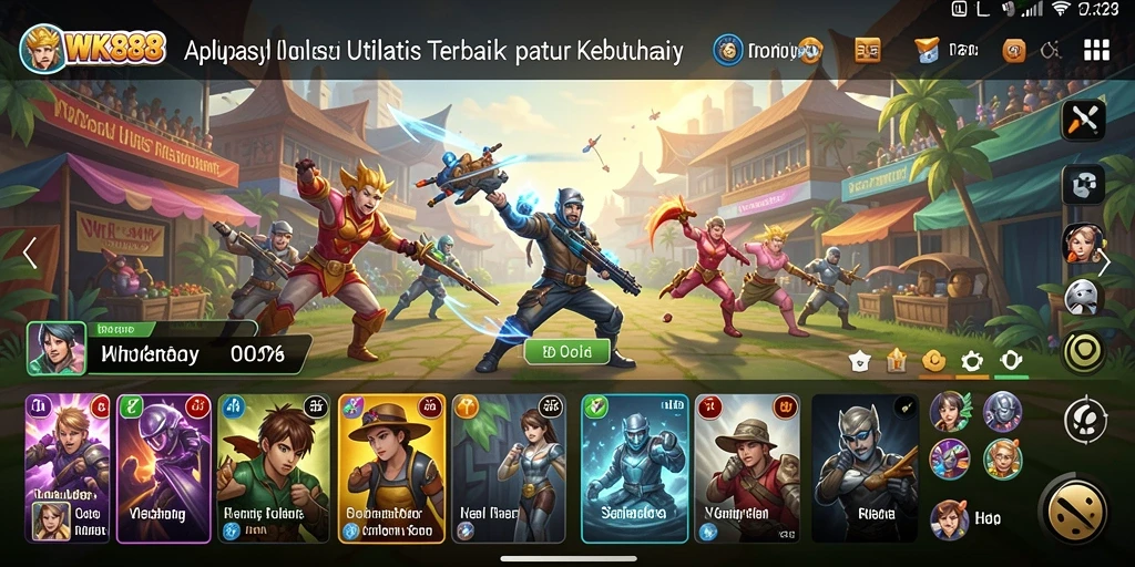Tampilan antarmuka aplikasi WK888 yang sederhana dan fungsional.
